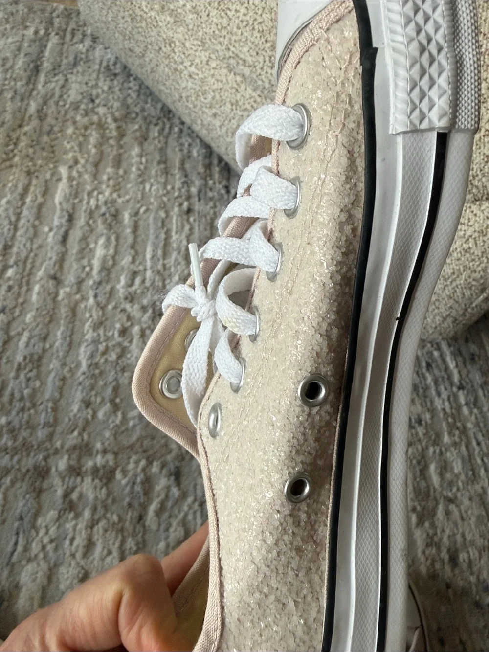 Converse Sparkle Low Top Sneakers in Pale Pink